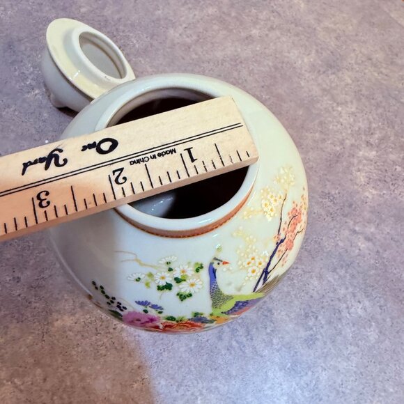 Satsuma Peacock Ginger Jar Decorative Japanese Bird Vase 7" Floral VTG Home Deco - Picture 9 of 13